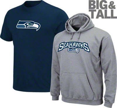 Big and Tall Seattle Seahawks t-shirt, sweatshirt combo pack