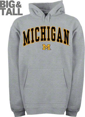 Big and Tall Michigan Wolverines Gray Hooded Sweatshirt