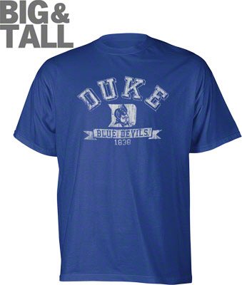 Duke Blue Devils Big and Tall Distressed Throwback T-Shirt