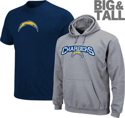Big and Tall Los Angeles Chargers Sweatshirt - T-shirt Combo Pack