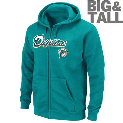 Miami Dolphins Big and Tall Zip Sweatshirt Hoodie