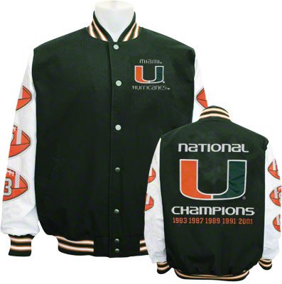 Big and Tall Miami Hurricanes National Champions Jacket