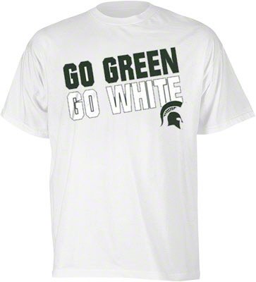 Michigan St. Spartans Green and White Tee Shirt