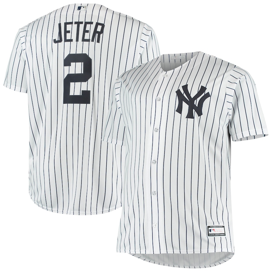 Derek Jeter NY Yankees Big and Tall Jersey, 2X, 3X, 4X Home Pinstripe