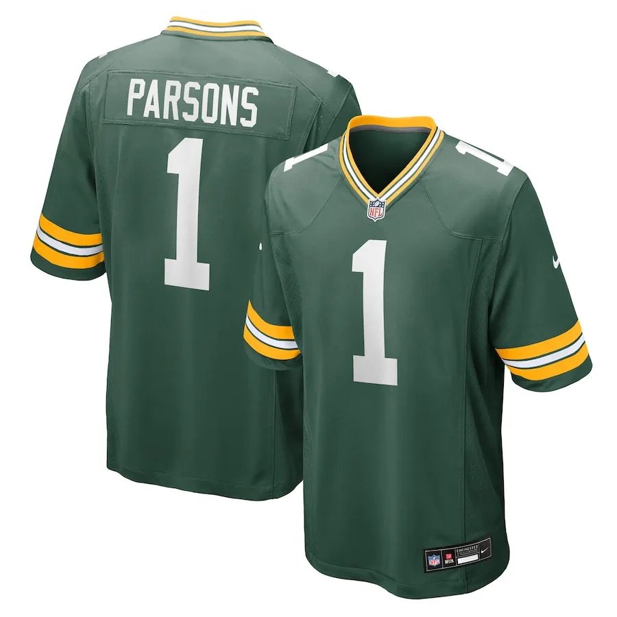 Micah Parsons Green Bay Packers big and tall plus size jersey in sizes S–6X and XLT–5XLT