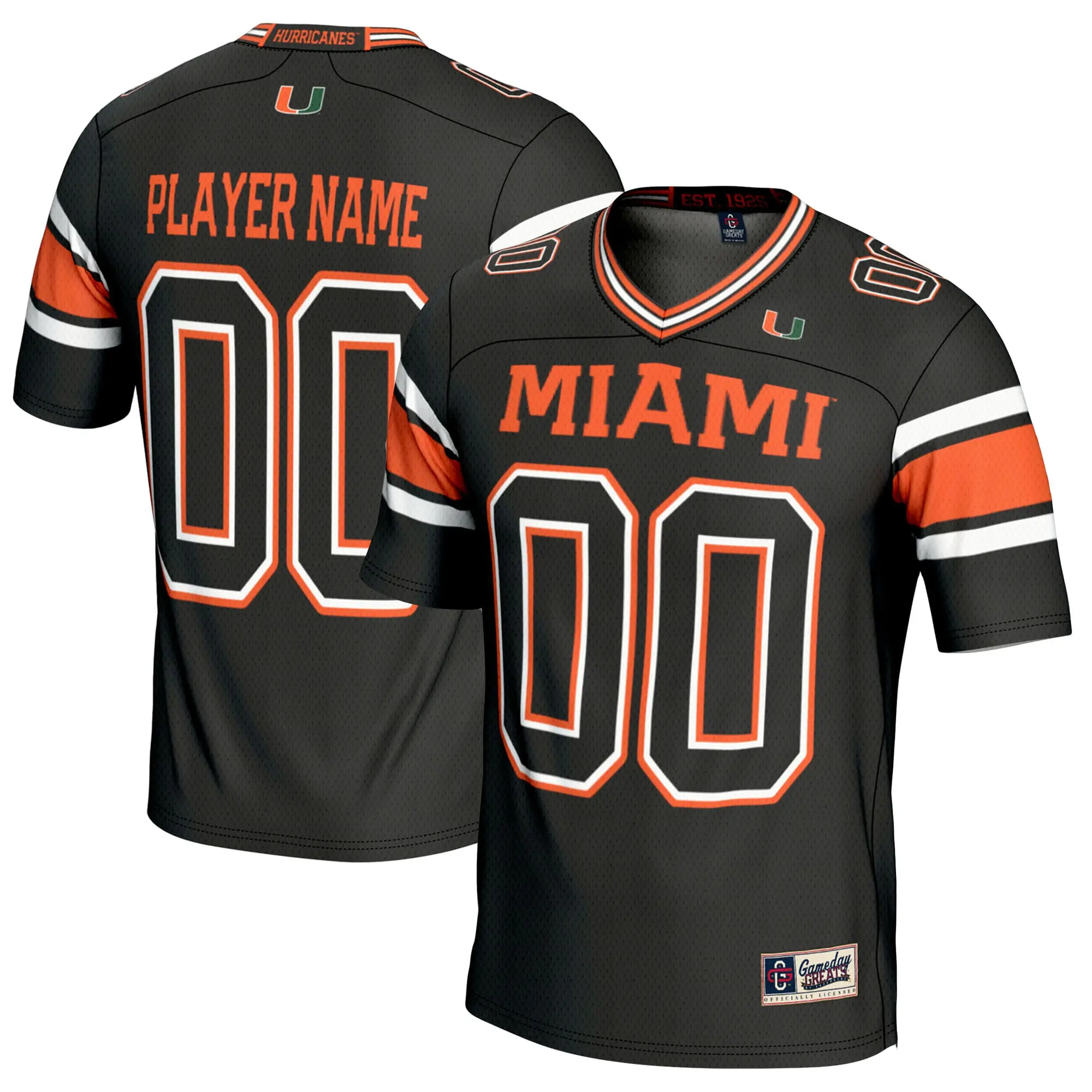 Black and orange Miami Hurricanes Jersey in S-4XL