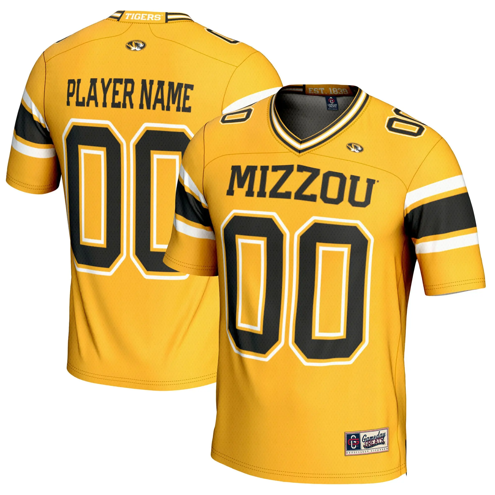 Gold Missouri Tigers Jersey - Customized to add any player